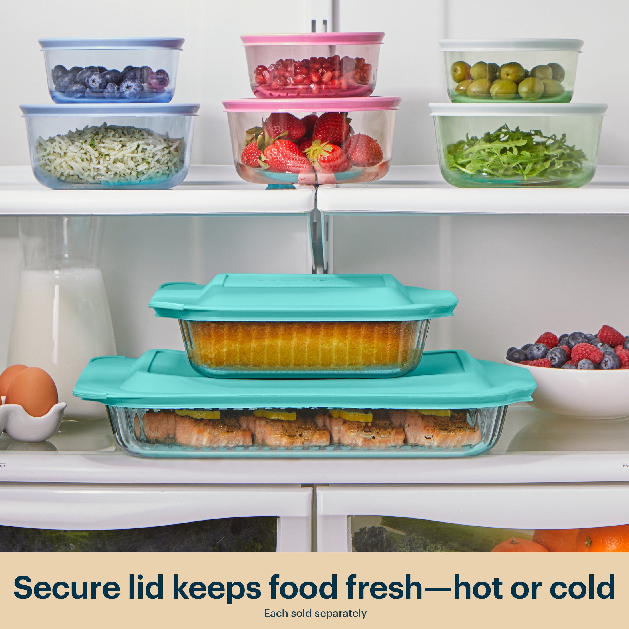 Pyrex® Sculpted Tinted Glass 3QT Oblong Baking Dish with Lid. Aqua - Image 6