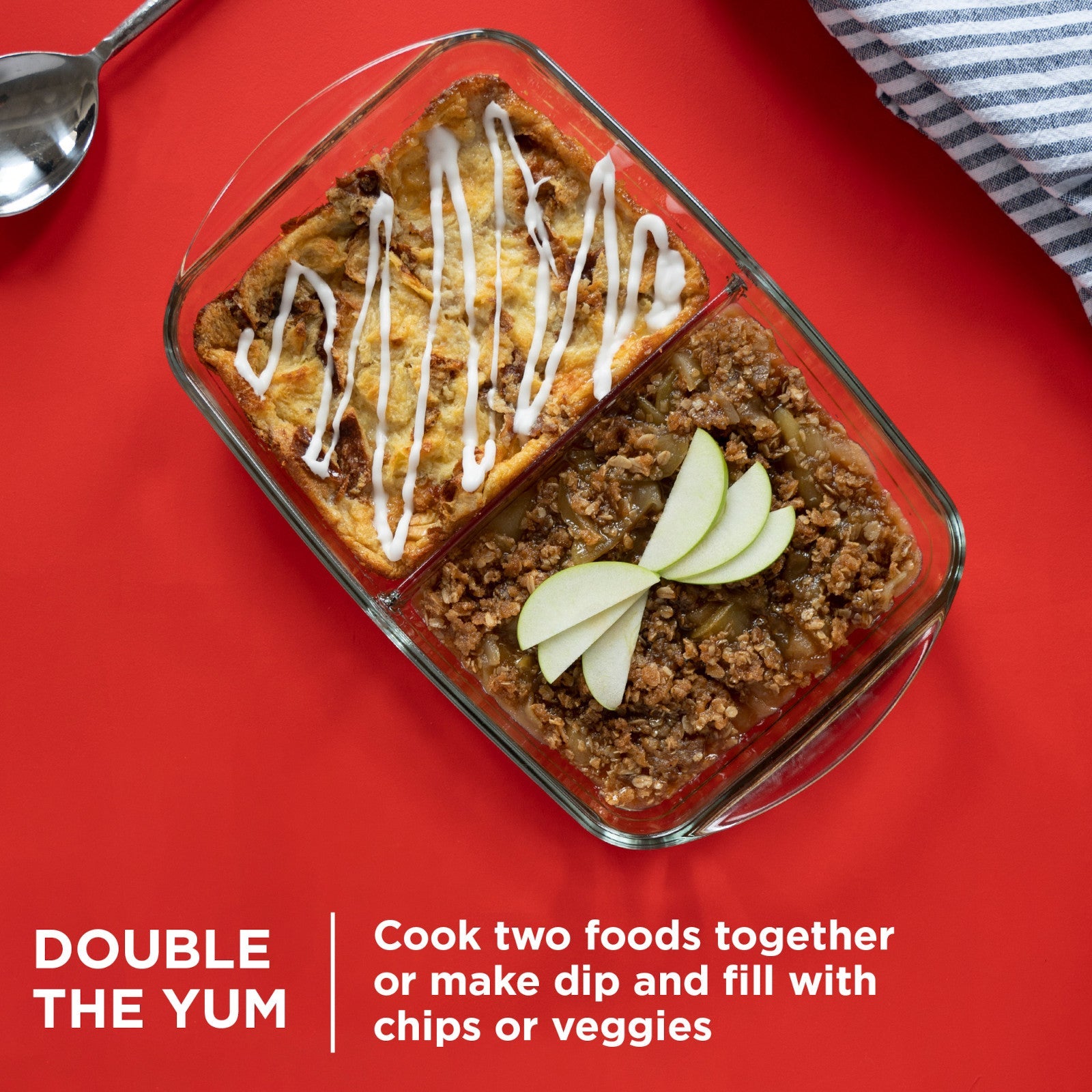 Pyrex® 8 x 12 Divided Glass Baking Dish - Image 2